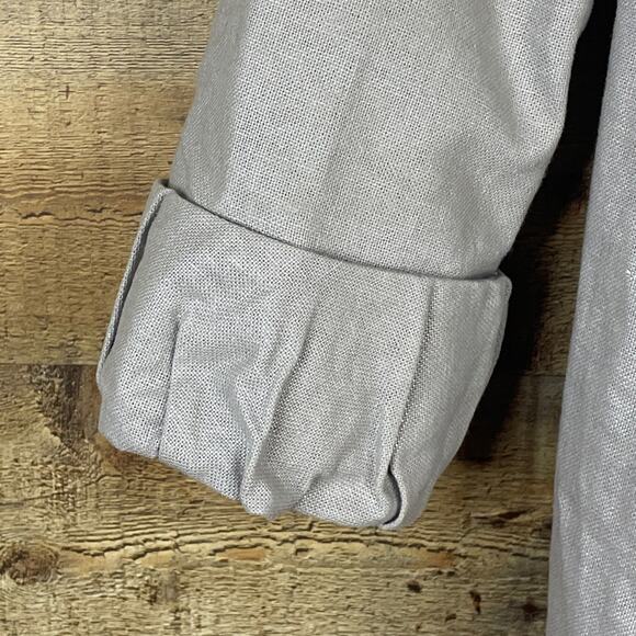 Kensie Silver Cropped Sleeve Linen Dress Coat Peplum Jacket Size 6 - Picture 5 of 11